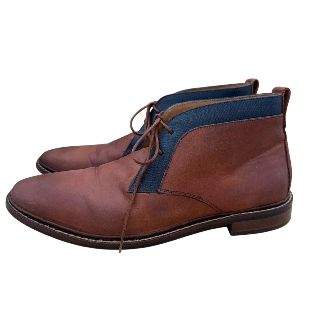 Cole‎ Haan Gray Don Brown Leather Chukka Boots, Black detail Men's 10.5 GUC
